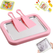 Rolled Ice Cream Maker with Stainless Steel Freezing Plate for DIY Desserts, Pink Large Size