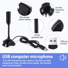 USB Microphone Web Flexible Noise Canceling Mic For PC Computer Laptop Stand