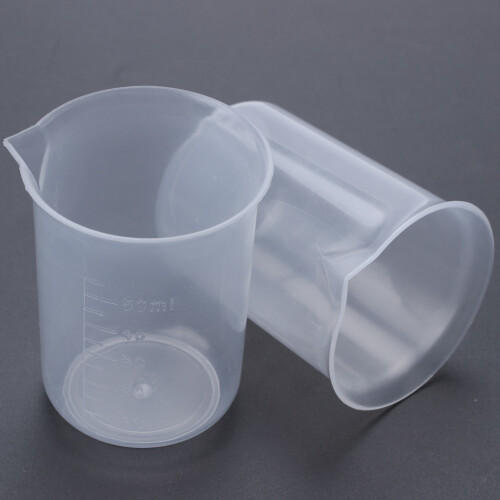 50mL Graduated Beaker Clear Plastic Measuring Cup for Lab 2 Pcs 1