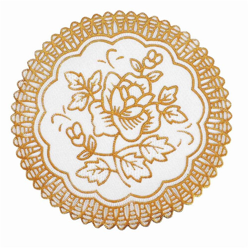 6 Exquisite Gold-tone Flower Dinning Table COASTERS SET 1