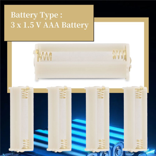 5Pcs Round 3x 1.5V AAA Battery Holder Case Box Container White