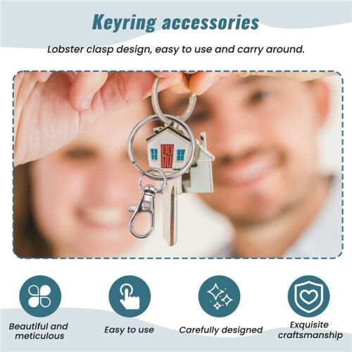 Silver Tone Metal Trigger Lobster Clasp Key Chain Keyring 2 Pcs 2