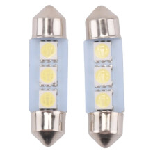 2x C5W 3 LED SMD 5050 36mm Xenon White Bulb plate shuttle Festoons dome ceiling lamp car light