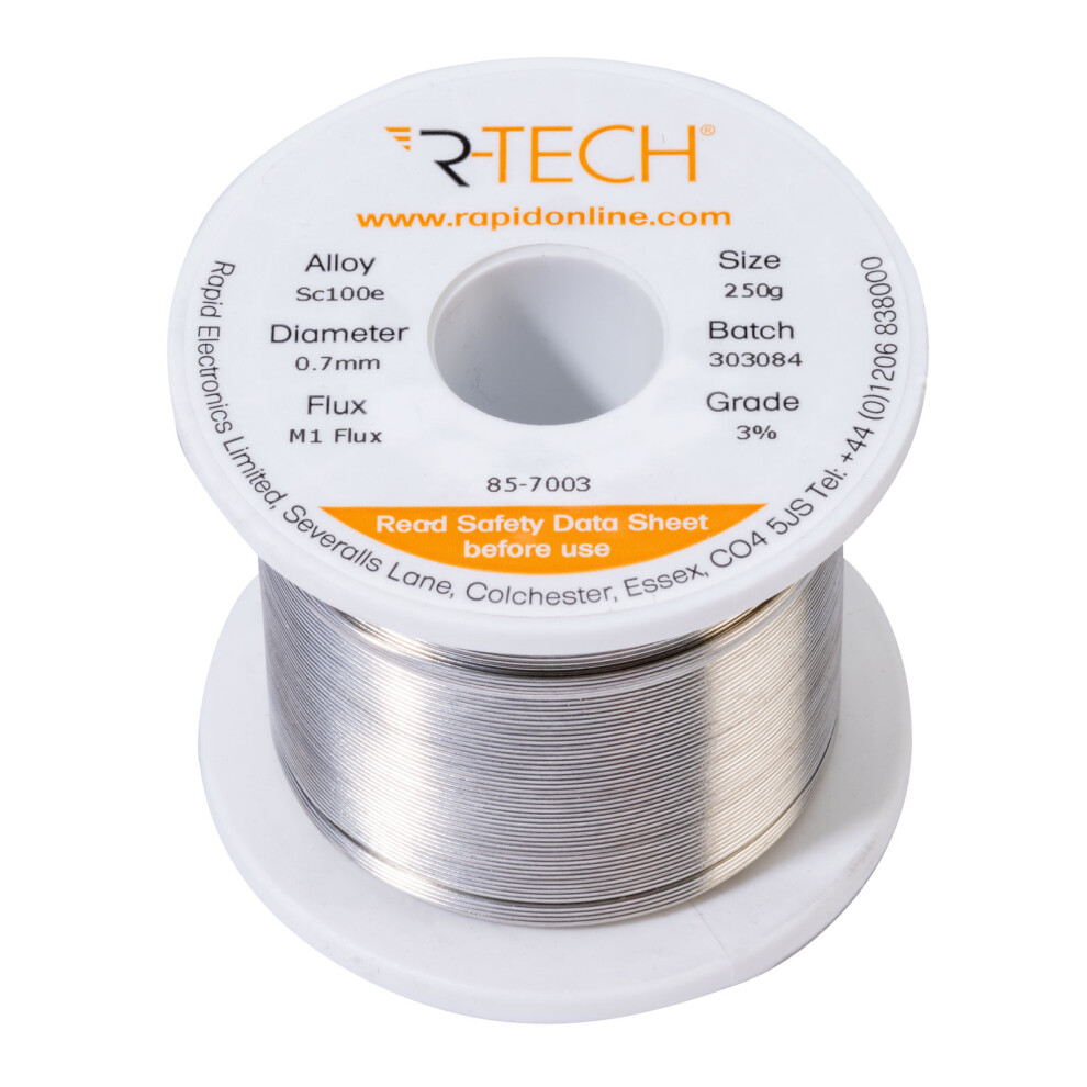 R-Tech 857003 Sc100e Solder 3% M1 Flux 0.5-2% Halide 0.7Mm 250G Reel 5053556008582