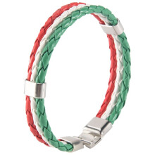Jewelry Bracelet, Italian Flag Bangle, Leather Alloy, for Men'S Women, Green White Red (Width 14 Mm, Length 23 Cm)