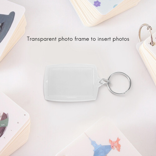 10pcs Transparent Blank Insert Photo Picture Frame Key Ring Split keychain 2