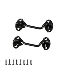 4 Inch Heavy Duty Stainless Steel Barn Door Latch, Black Sliding Door Lock Hook with Screws, 2pcs