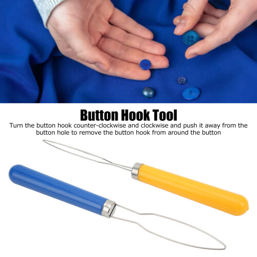Easy Use Button Hook Helper 2 Pack Multi Colour Sewing Tool for Garment Fixes 2