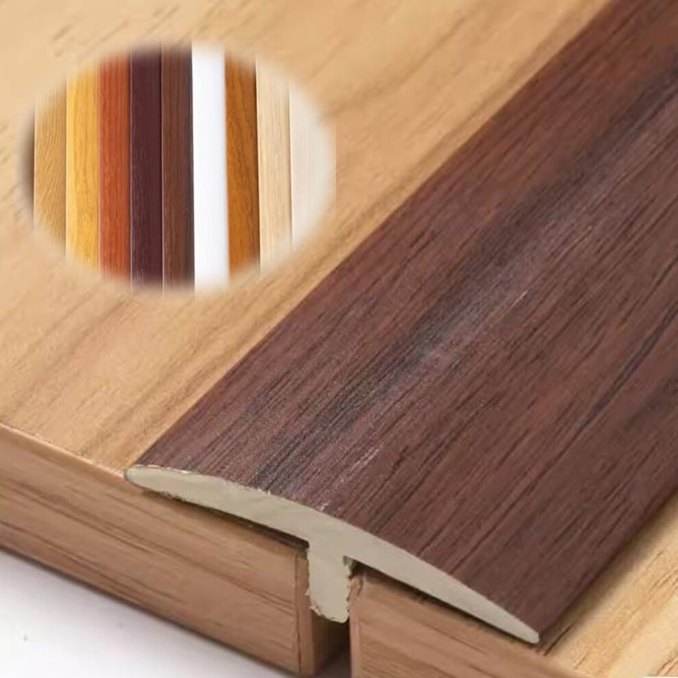 Pvc Wood Grain Floor Transition Strip T Molding, 36' Selfadhesive Door Threshold Gap Cover, Black Walnut 9169991254692