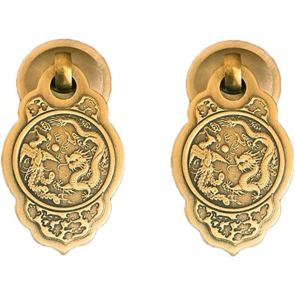 Vintage Brass Drawer Pulls, 2Pcs Chinese Style Antique Bronze Handles For Wardrobe And Jewelry Box 9169991254739
