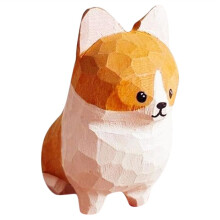 Hand-Carved Wood Golden Retriever Corgi