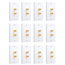 12 Pack Single Gang 1.0 Speaker Wire Wall Plate (Banana Plug Wall Plate) for 1 Speaker, White