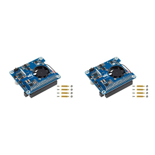 2X Waveshare POE HAT (C) per Raspberry Pi 4B/3B+, Power Al Ethernet HAT, Supporto IEEE 802.3Af/At-Compliant Network