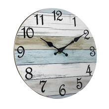 Wall Clock Bathroom Clock, Rustic Wall Clocks Battery Operated, Silent Non Ticking Wooden Coastal-Each Clock Home Decor