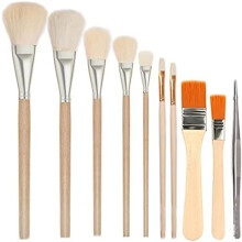 7Pcs Gold Plated Brush Set Assorted Sizes,Leaf Goat Hair Brushes Metallic Foil Brushes Foil Paper Art Supplies