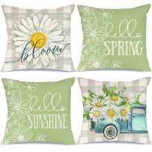 Capas de Almofadas de Primavera 18X18 Conjunto de 4 DecoraçõEs de Primavera Plaid Farmhouse Throw Pillow Home Sofa Decor Almofada Estojo
