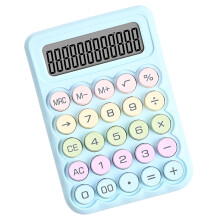 Portable 12Digit LCD Calculator Easy to Read Screen Slip-Blue