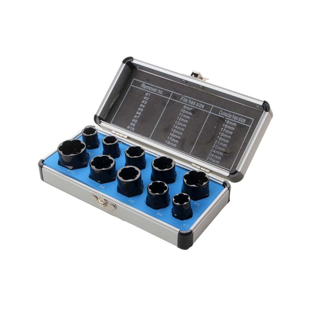 10-Piece Nut Removal Nut Damage Bolt Extractor Hexagon Nut Removal Tool Set High 4711721919675