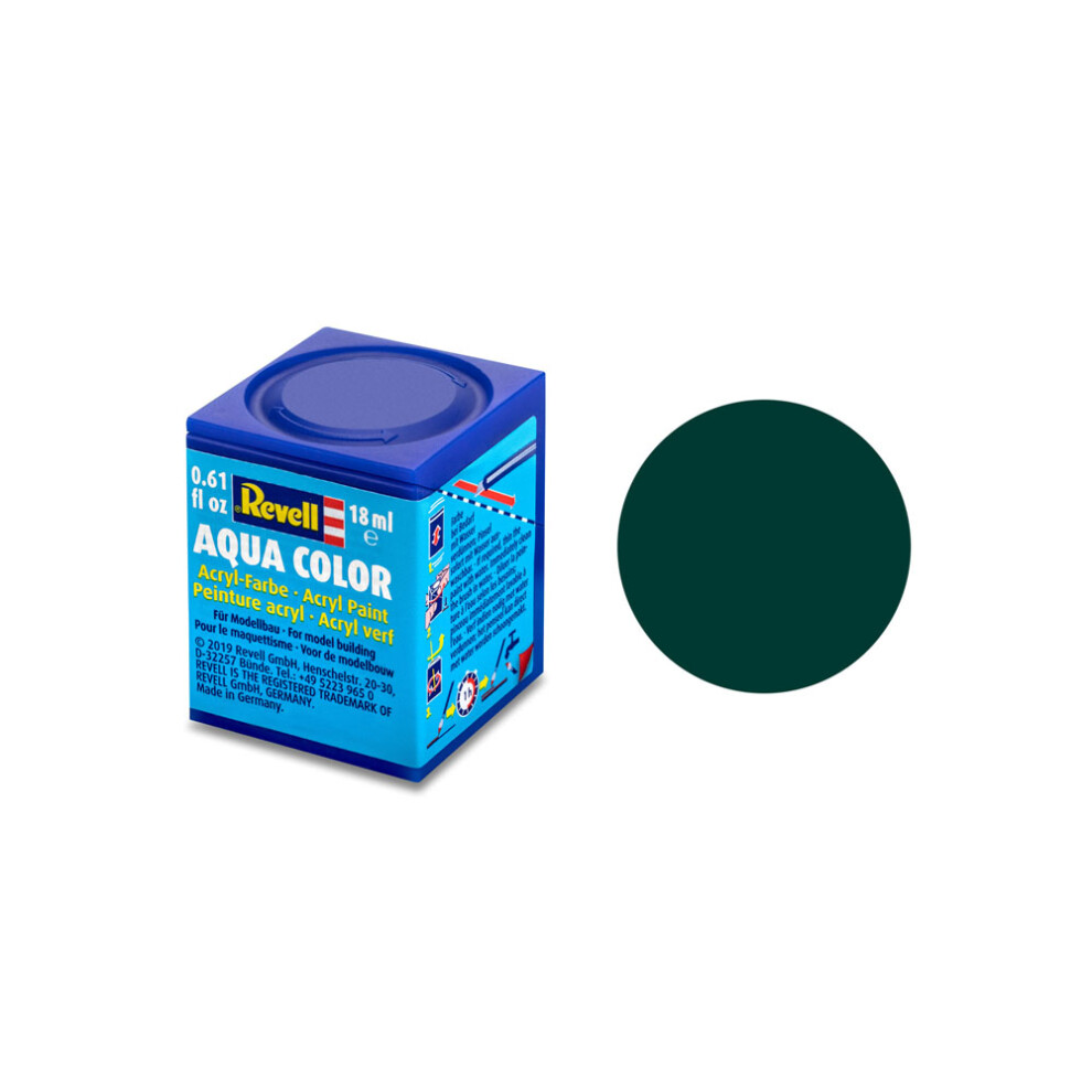Revell Aqua Color Acrylic Paint. No. 40 Black Green Matt - 18ml Model Paints -  revell 18ml acrylic aqua model paints matt color choose colours rva01
