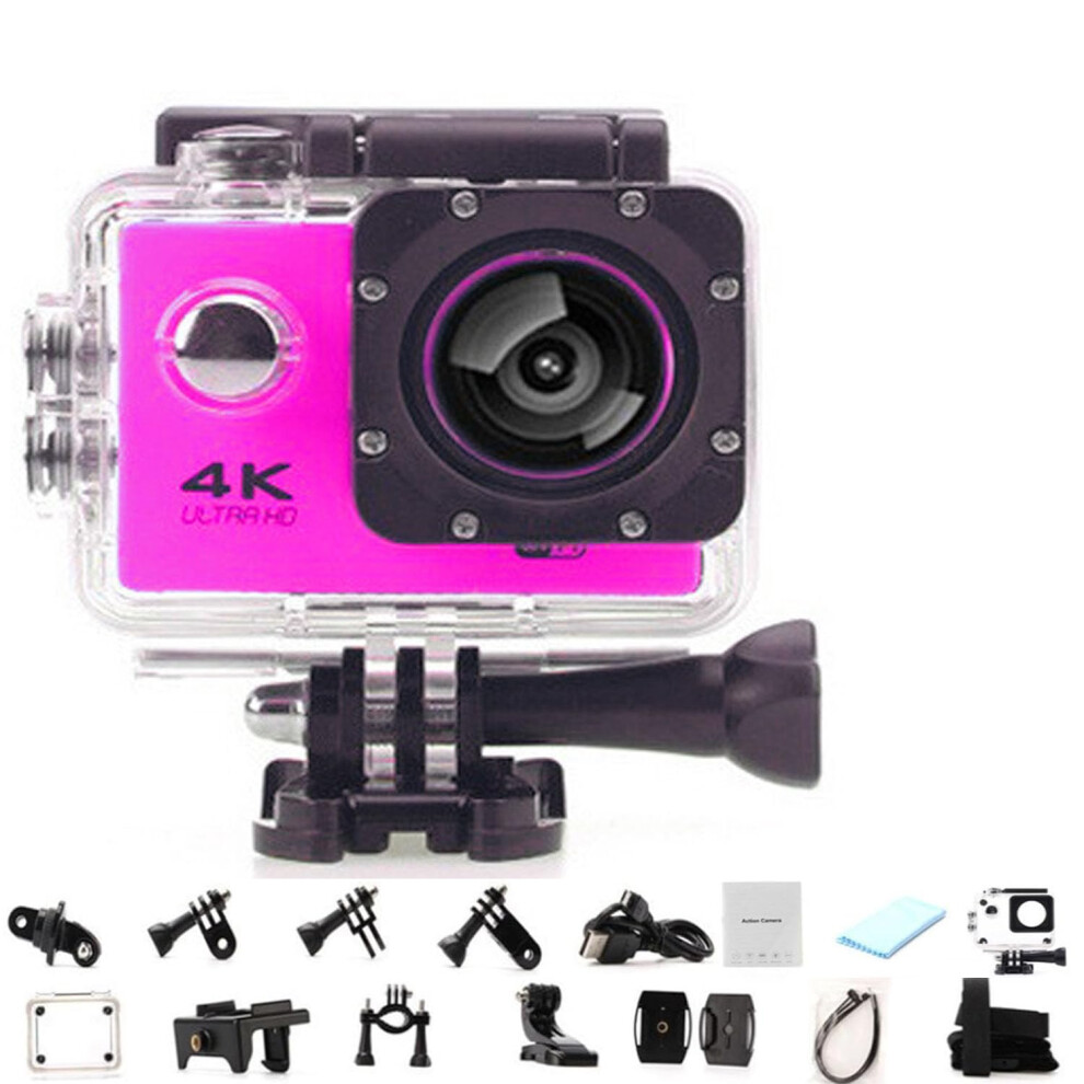 4K Action Camera Waterproof 30M Ultra Wide 140 Lens Shockproof Diving Sports Cam Pink 9771547231790