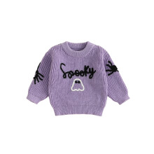 (18-24 Months, Purple) Toddler Boy Girl Halloween Sweater Infant Pumpkin Embroidery Pullover Warm Crewneck Long Sleeve Tops