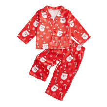 (12-18 Months, Red) Komplet piżam świątecznych dla dziewczynek, bluzka z Mikołajem, długie rękawy, spodnie elastyczne, bielizna nocna