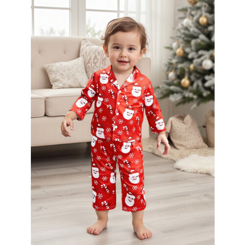 (12-18 Months, Red) Σετ Πιτζάμες Χριστουγέννων Ελαστική Μέση 2