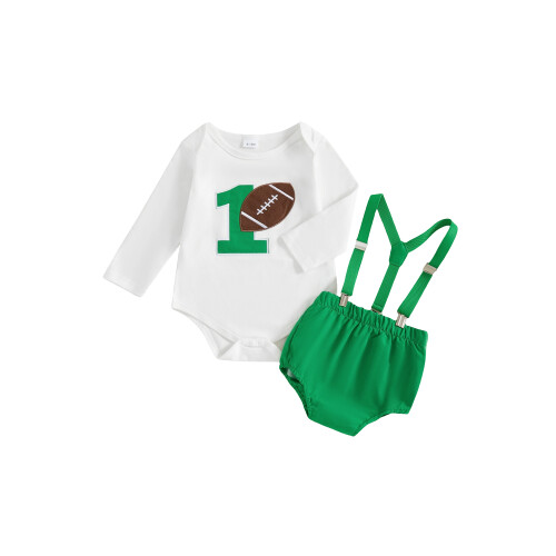 (12-18 Months, White) Σετ ποδοσφαιρικής στολής με τιράντες.