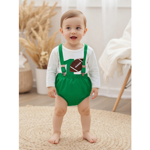 (12-18 Months, White) Σετ ποδοσφαιρικής στολής με τιράντες. 2
