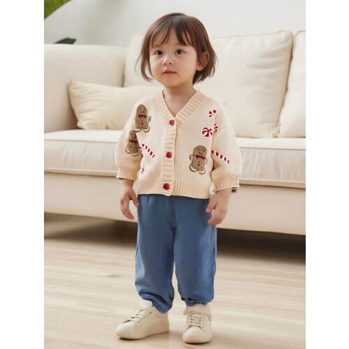 (6-9 Months, Beige) Χριστουγεννιάτικη ζακέτα Santa τον χειμώνα 2