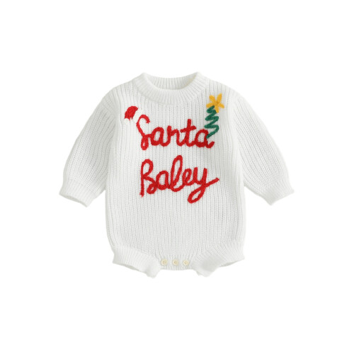 (3-6 Months, White) Χριστουγεννιάτικη φόρμα με μωρά κορίτσια