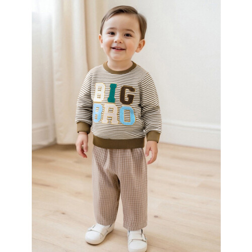(3-4 Years, Beige) Φούτερ για νήπια και ρίγες 2