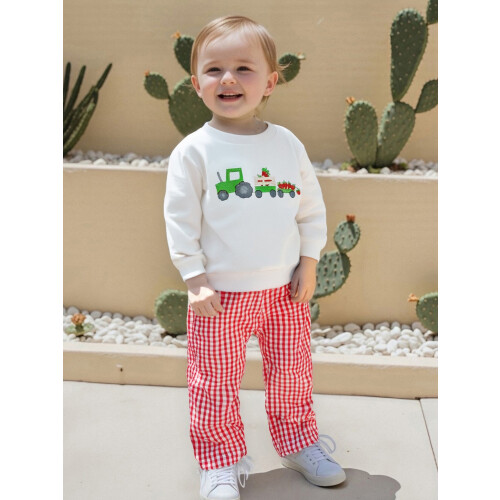 (18-24 Months, White) Φθινοπωρινά ρούχα για καρό παντελόνι. 2