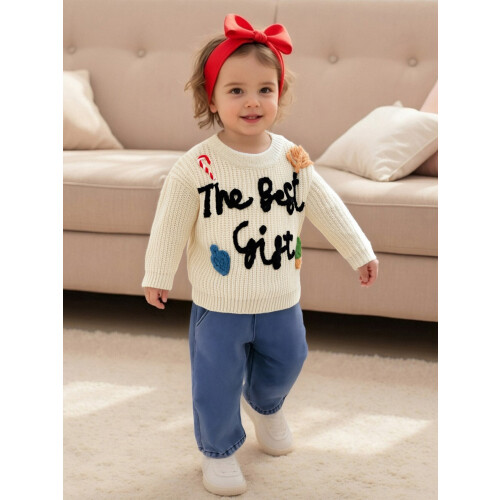 (9-12 Months, Beige) Χριστουγεννιάτικο πουλόβερ με χειμωνιάτικα ρούχα 2