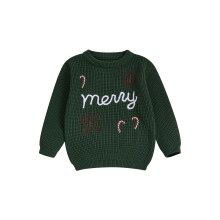 (5-6 Years, Green) Sweter świąteczny dla długi rękaw