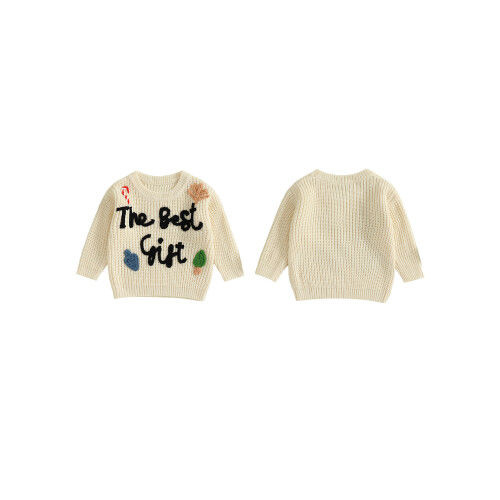 (3-6 Months, Beige) Χριστουγεννιάτικο πουλόβερ με χειμωνιάτικα ρούχα 1