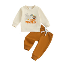 (12-18 Months, Apricot) Batolecí chlapeček Halloween Outfit Kachna Dýně Mikina s dlouhým rukávem a tepláky