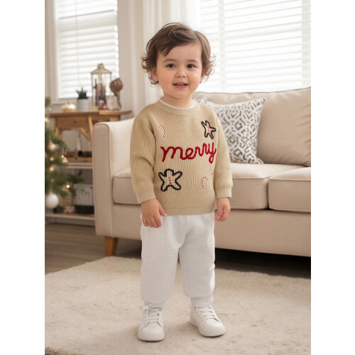 (4-5 Years, Khaki) Χριστουγεννιάτικο Πουλόβερ για και λαιμόκοψη 2