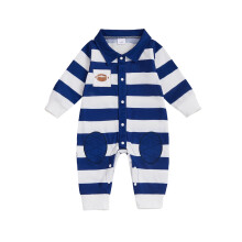 (3-6 Months, Blue) Chłopięcy kombinezon jesienny z guzikami, paski, haft, długi rękaw, klapy, uroczy strój dla niemowląt