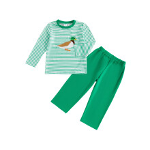 (4-5 Years, Green) Baby-Hosen-Set: Niedliches Langarmshirt und Hose mit Entenstickerei, 2-teiliges Outfit für Kleinkinder