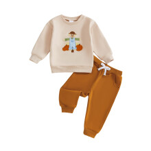 (0-6 Months, Khaki) Podzimní mikina s kalhotami pro chlapečky, souprava 2 kusů Scarecrow
