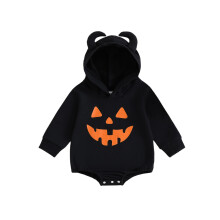 (3-6 Months, Blue Black) Dětská Halloween mikina Romper Casual Dýňový tisk s kapucí a dlouhým rukávem Overal pro novorozence