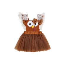 (6-12 Months, Light Brown) Bebeluș fetiță Ziua Recunoștinței Romper Cu Paiete și Fundă Turkey Jumpsuit pentru Nou-născuți