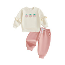 (12-18 Months, Khaki) Podzimní oblečení pro batolata - top s dlouhým rukávem a kalhoty, sada 2 kusů