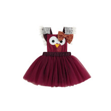 (6-12 Months, Wine Red) Bebeluș fetiță Ziua Recunoștinței Romper Cu Paiete și Fundă Turkey Jumpsuit pentru Nou-născuți
