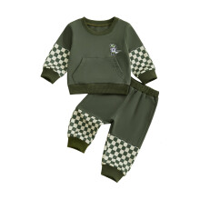 (12-18 Months, Green) Podzimní oblečení pro batolata a chlapce, svetr s dinosauří výšivkou, dlouhý rukáv, elastický pas, kalhoty