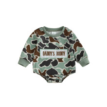 (0-3 Months, Army Green) Kombinezon chłopięcy jesienny z długim rękawem, haftowane litery, kamuflaż, uroczy strój dla dzieci