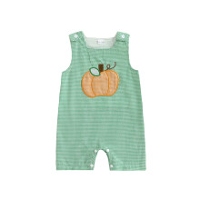 (6-12 Months, Green Pumpkin) Dětský overal bez rukávů, kostkovaný s dýňovým vzorem, halloweenské oblečení pro děti