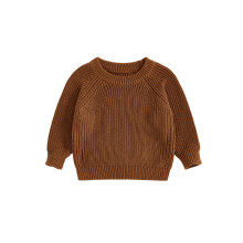 (3-6 Months, Brown) Toddler Baby Ribbed Sweater Stylish Solid Crew Neck Long Sleeve Knitted Tops for All Seasons