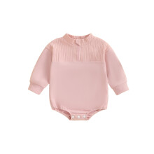 (0-3 Months, Pink) Combinaison d'automne pour bébé fille, style bouffante, bicolore, demi-zip, col montant, manches longues.